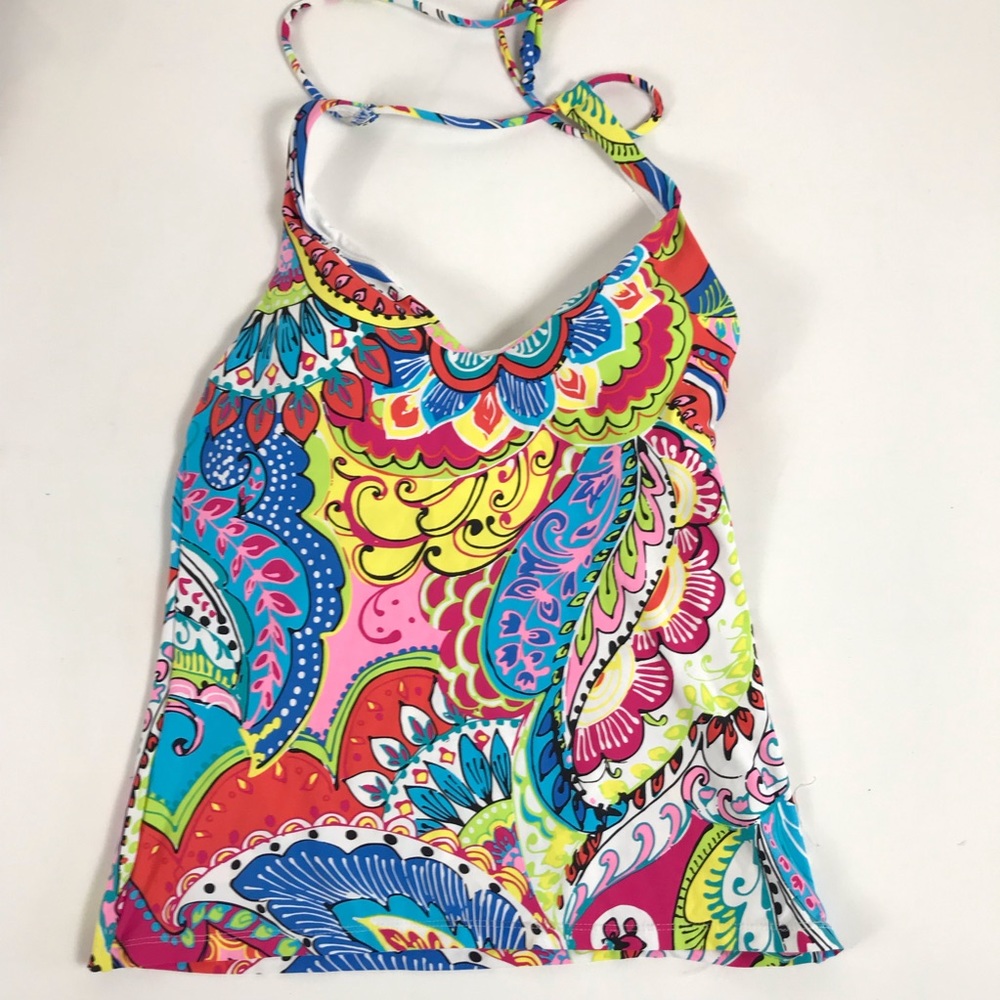 Anne Cole Halter Top Swim Top Colorful SZ XS